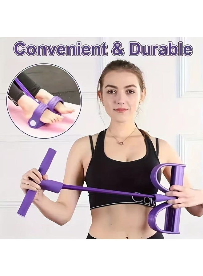 PYC [2 in 1] Unisex Pedal Resistance Band ，6-Tube Yoga Pedal Puller Resistance Band ，8 Resistance Band， for Abdomen Arm/Waist/Leg Stretching Slimming Training - Image 3